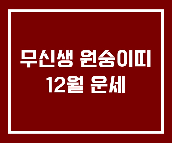 무신생 원숭이띠 12월 운세