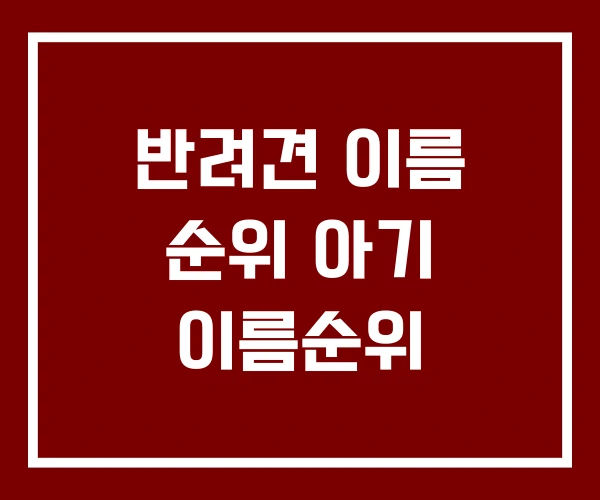 반려견 이름 순위 아기 이름순위