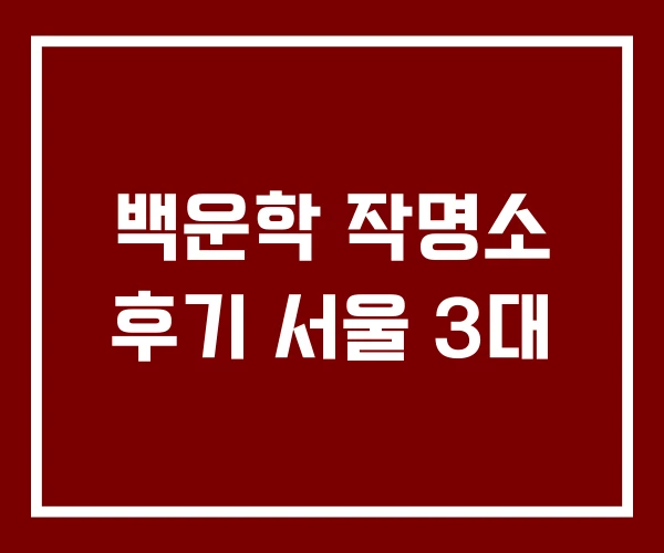 백운학 작명소 후기 서울 3대