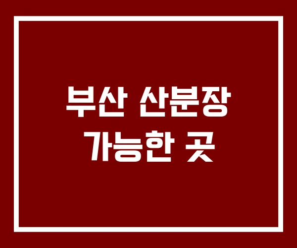 부산 산분장 가능한 곳