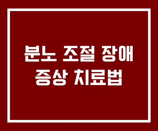 분노 조절 장애 증상 치료법