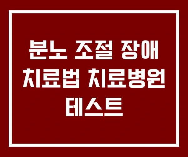 분노 조절 장애 치료법 치료병원 테스트