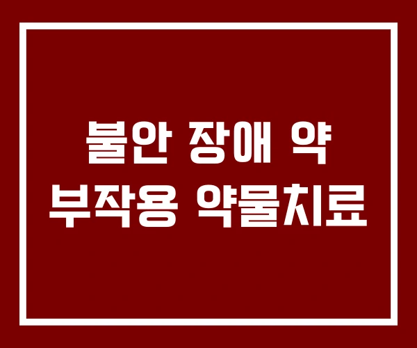 불안 장애 약 부작용 약물치료