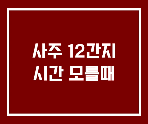 사주 12간지 시간 모를때