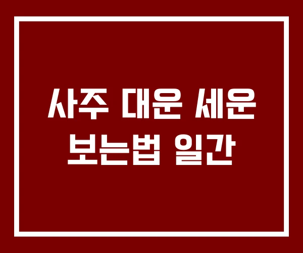 사주 대운 세운 보는법 일간