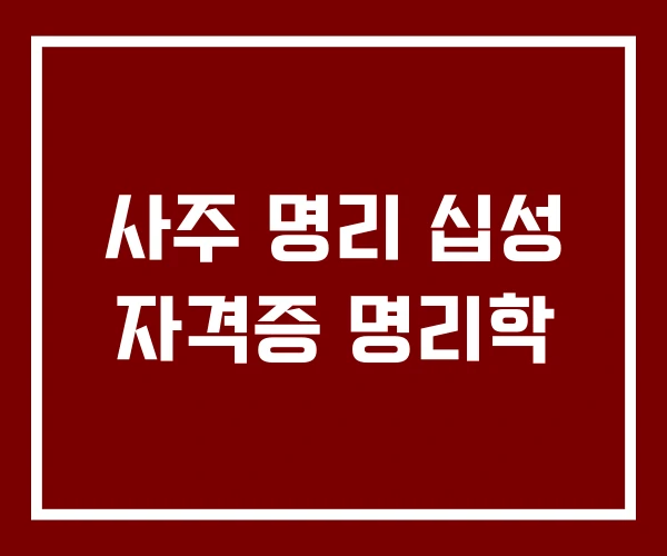 사주 명리 십성 자격증 명리학