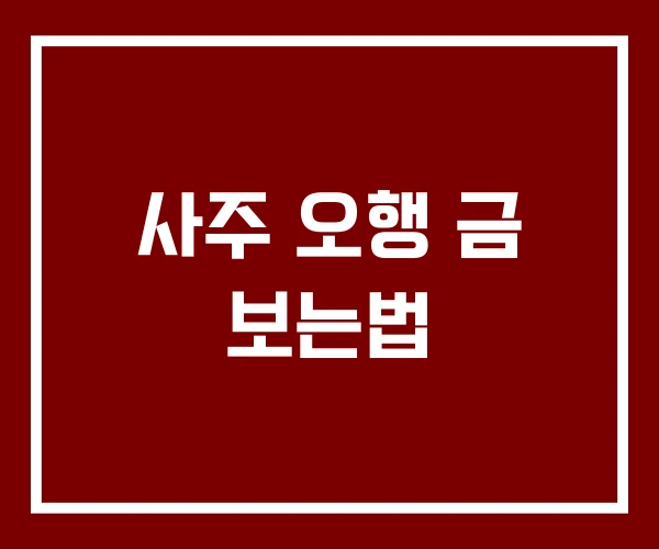 사주 오행 금 보는법