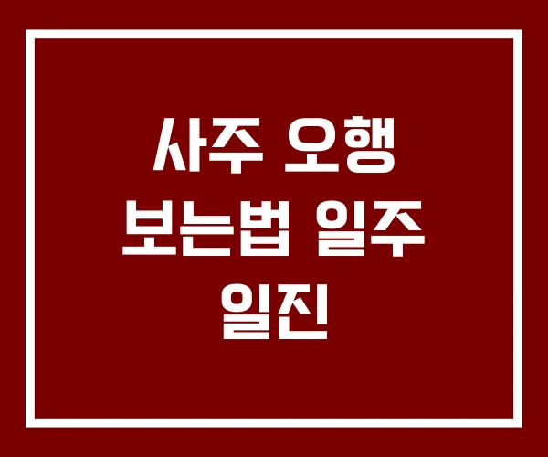 사주 오행 보는법 일주 일진