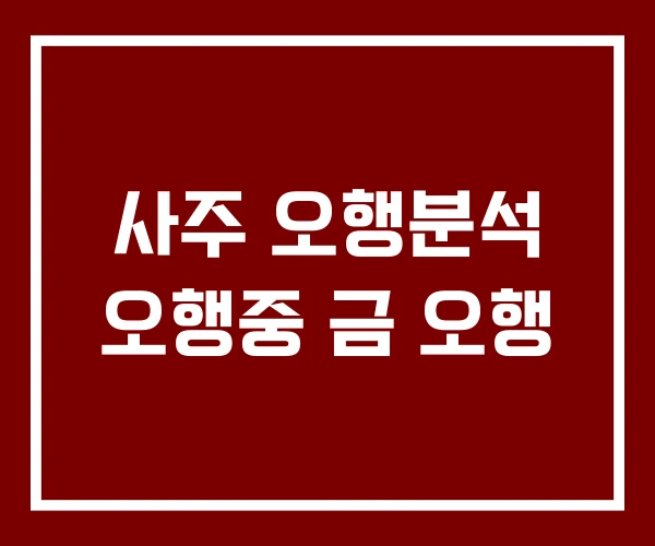 사주 오행분석 오행중 금 오행