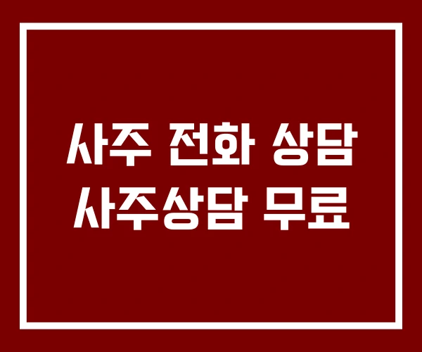 사주 전화 상담 사주상담 무료