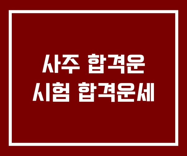 사주 합격운 시험 합격운세