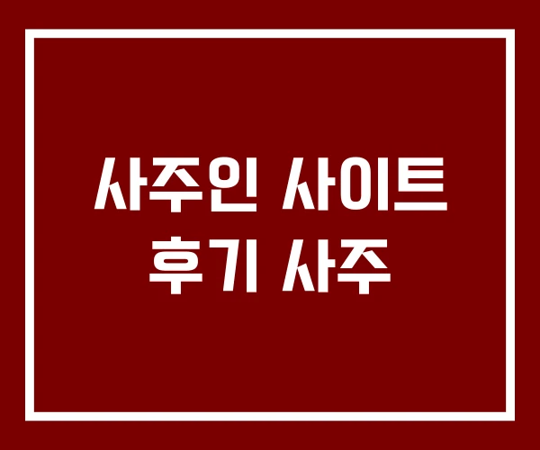 사주인 사이트 후기 사주