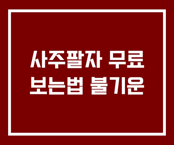 사주팔자 무료 보는법 불기운