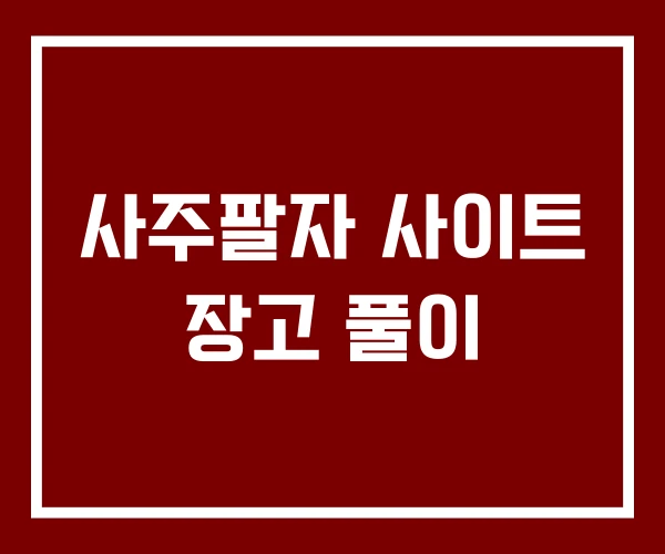 사주팔자 사이트 장고 풀이