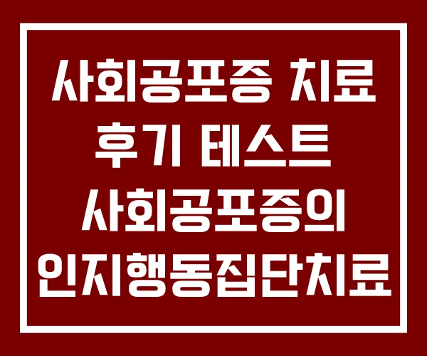 사회공포증 치료 후기 테스트 사회공포증의 인지행동집단치료