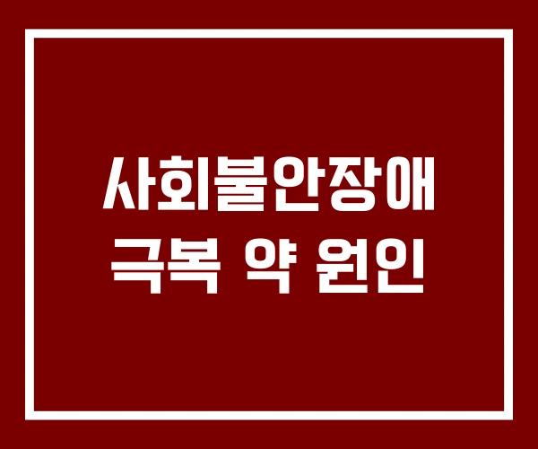 사회불안장애 극복 약 원인