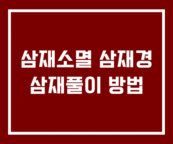 삼재소멸 삼재경 삼재풀이 방법