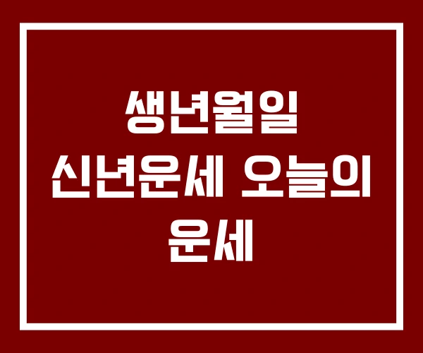 생년월일 신년운세 오늘의 운세