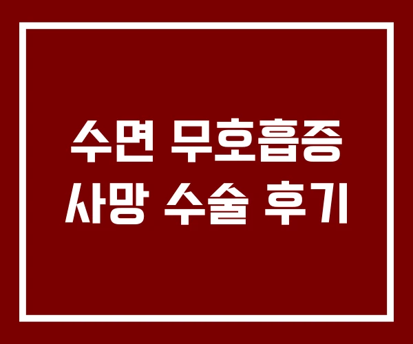 수면 무호흡증 사망 수술 후기