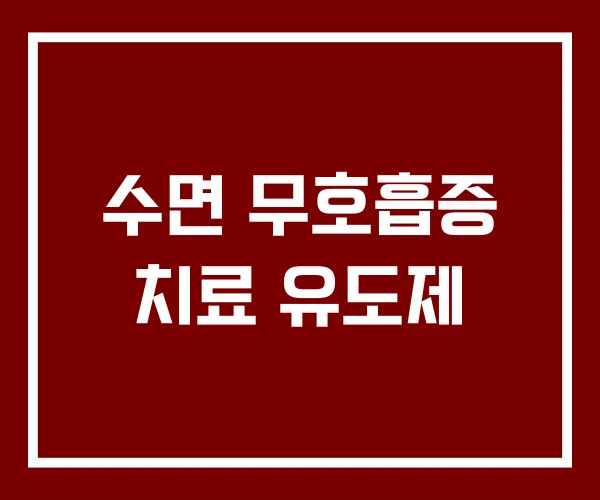 수면 무호흡증 치료 유도제