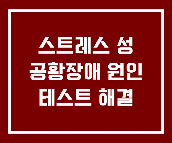 스트레스 성 공황장애 원인 테스트 해결