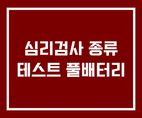 심리검사 종류 테스트 풀배터리