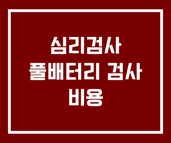 심리검사 풀배터리 검사 비용
