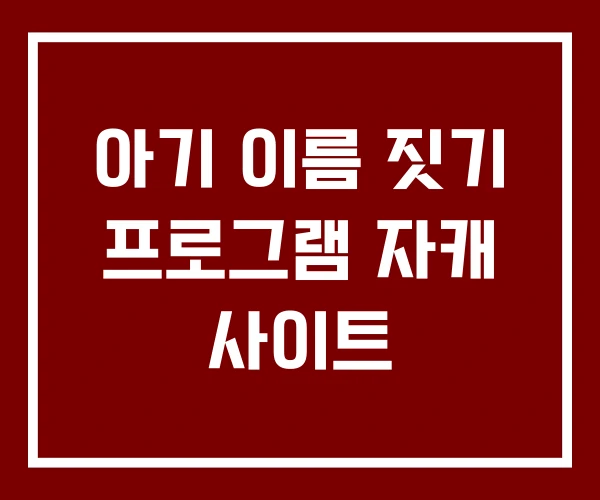 아기 이름 짓기 프로그램 자캐 사이트