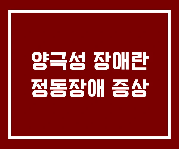 양극성 장애란 정동장애 증상
