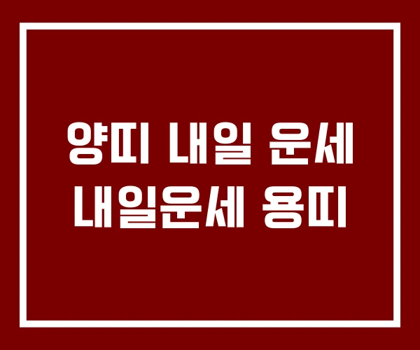 양띠 내일 운세 내일운세 용띠