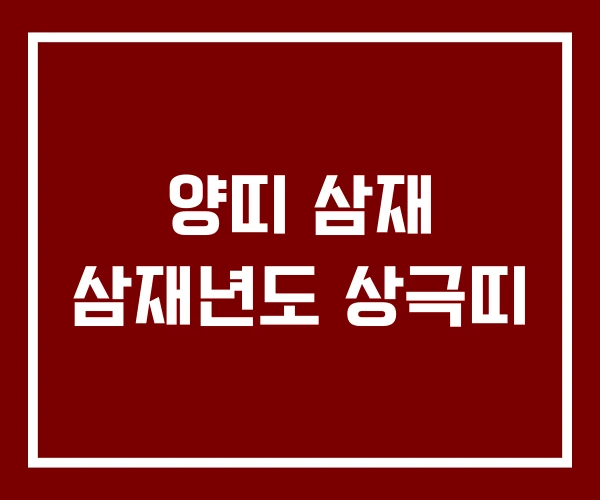 양띠 삼재 삼재년도 상극띠