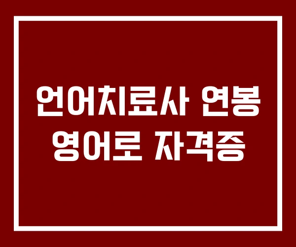 언어치료사 연봉 영어로 자격증