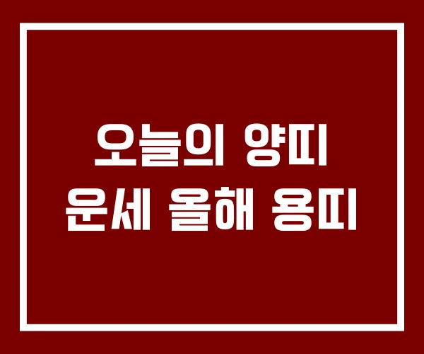 오늘의 양띠 운세 올해 용띠