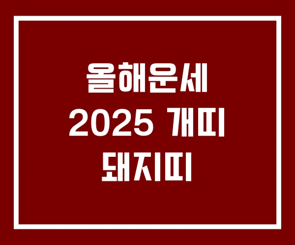 올해운세 2025 개띠 돼지띠