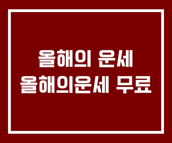 올해의 운세 올해의운세 무료