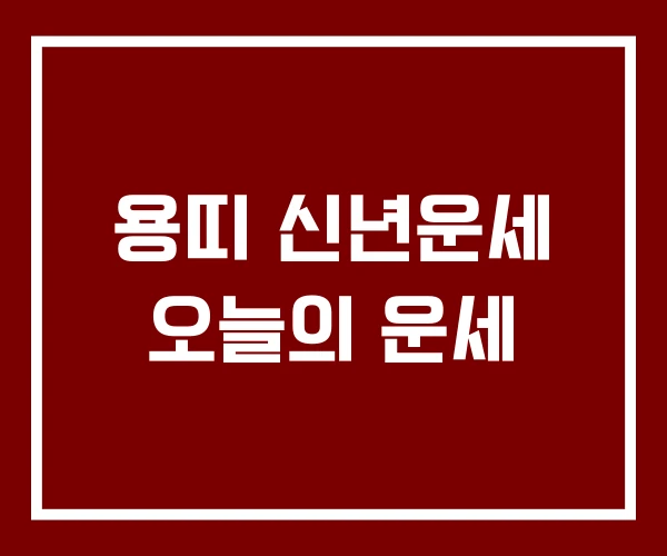 용띠 신년운세 오늘의 운세