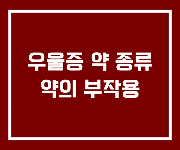 우울증 약 종류 약의 부작용