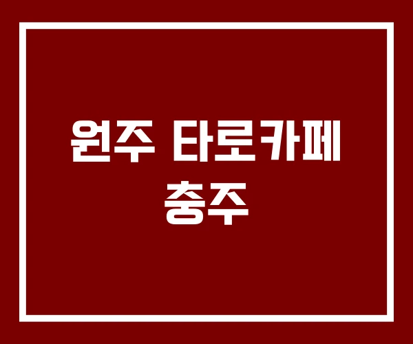 원주 타로카페 충주