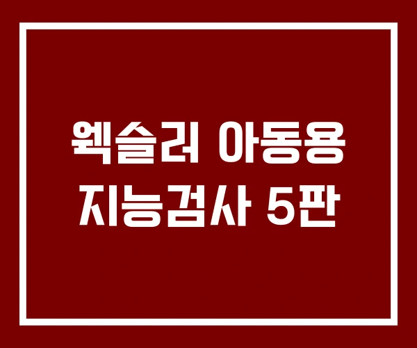 웩슬러 아동용 지능검사 5판