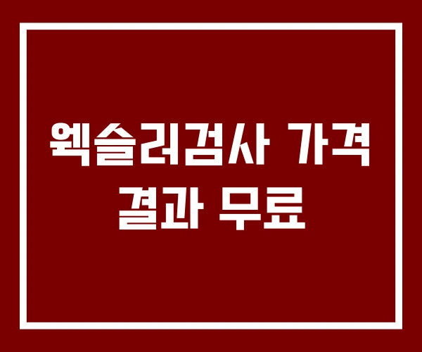 웩슬러검사 가격 결과 무료