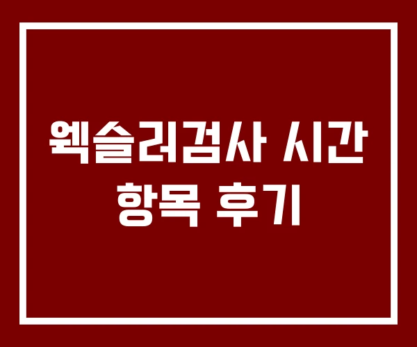 웩슬러검사 시간 항목 후기