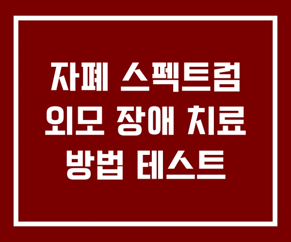 자폐 스펙트럼 외모 장애 치료 방법 테스트