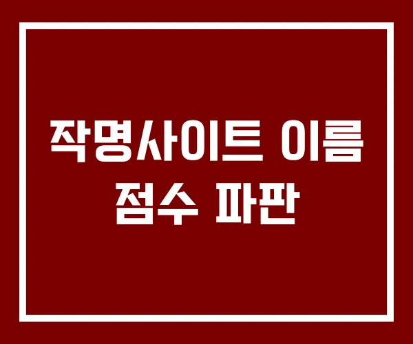 작명사이트 이름 점수 파판