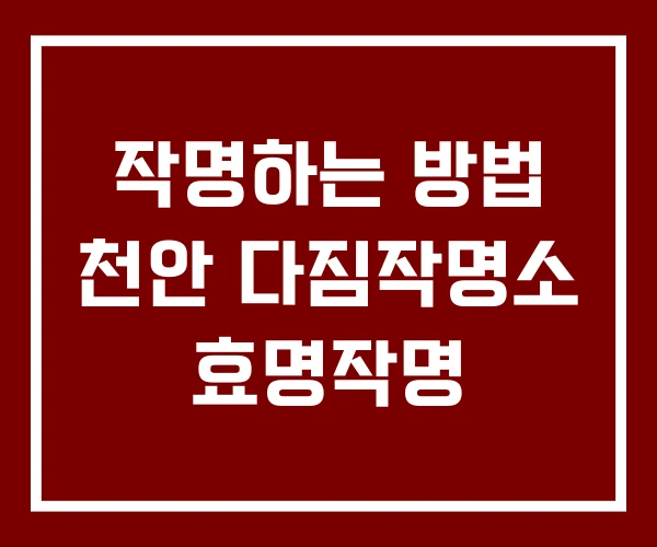 작명하는 방법 천안 다짐작명소 효명작명