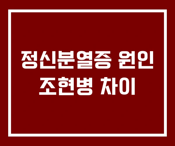 정신분열증 원인 조현병 차이