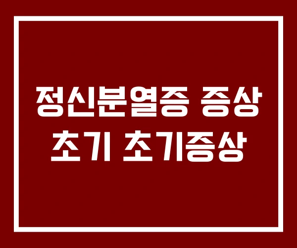 정신분열증 증상 초기 초기증상