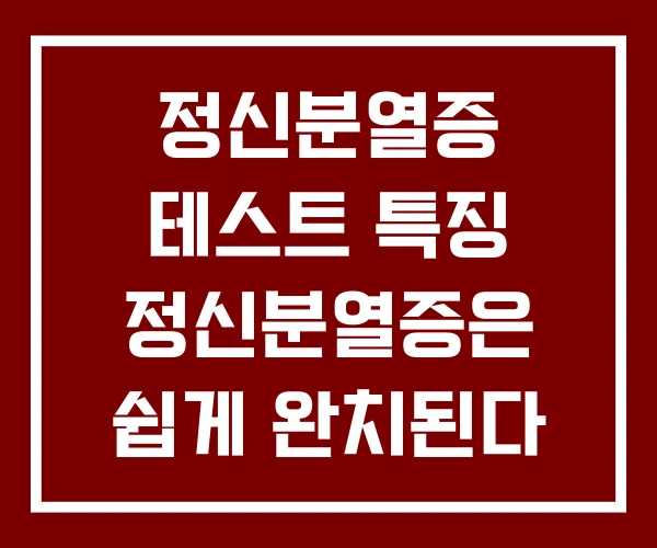 정신분열증 테스트 특징 정신분열증은 쉽게 완치된다