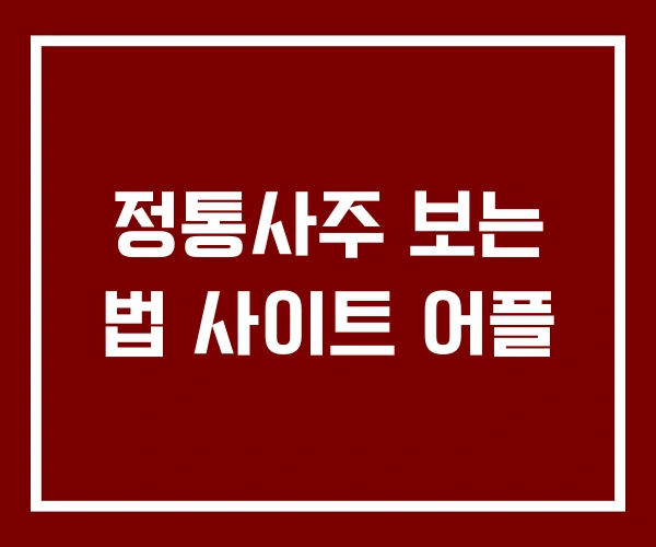 정통사주 보는 법 사이트 어플