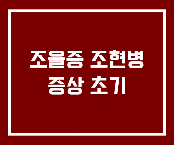 조울증 조현병 증상 초기