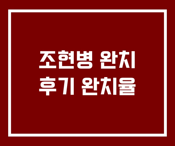 조현병 완치 후기 완치율